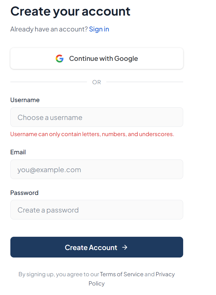 The ParlayBuddy sign up page